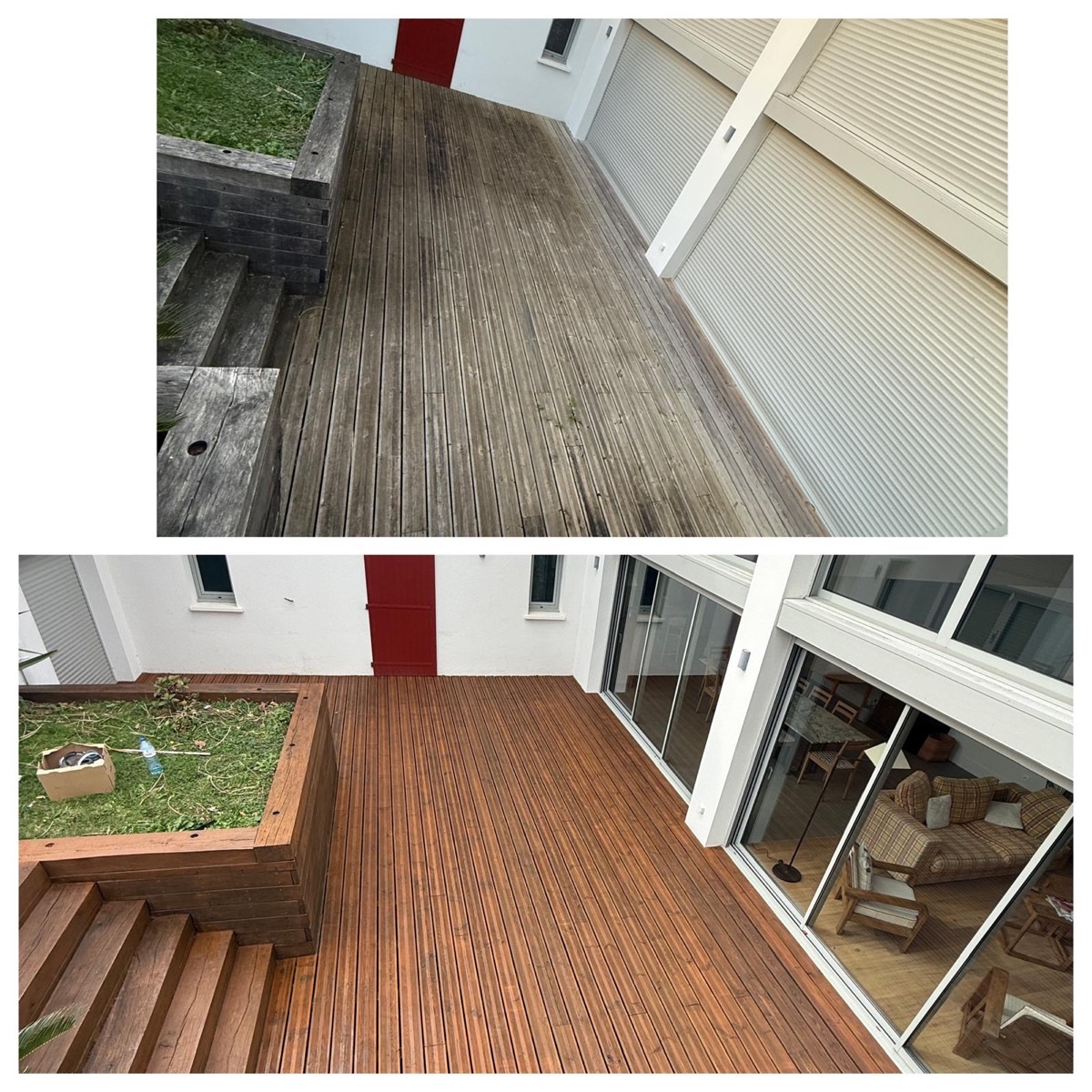 Avant/Après — Terrasse maison basque nettoyée