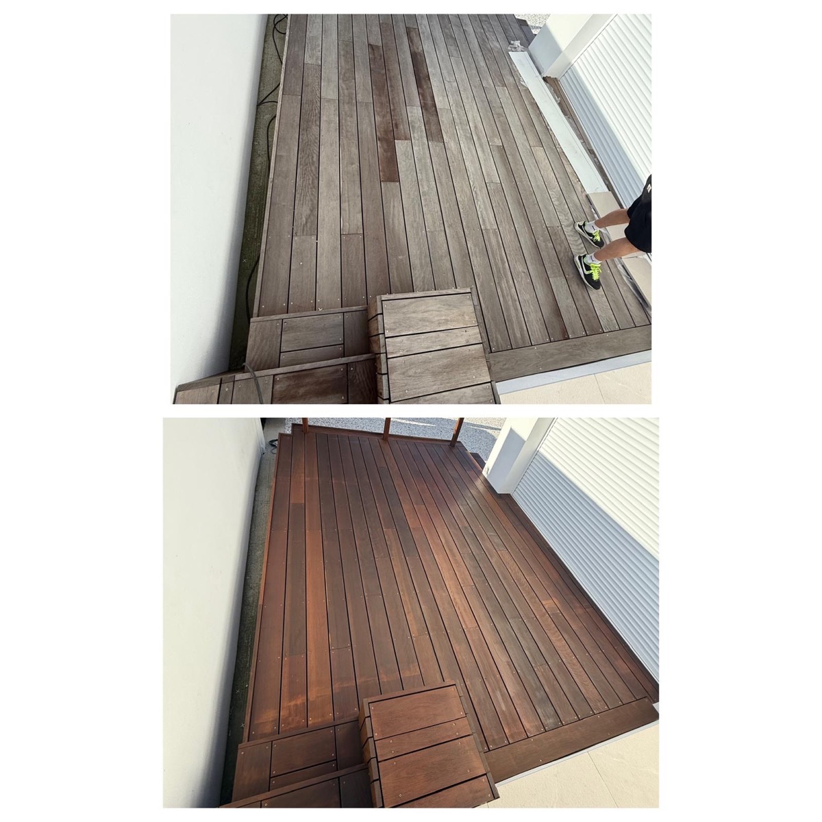 Nettoyage Terrasse Bois à Dax — Avant et après nettoyage petite terrasse bois
